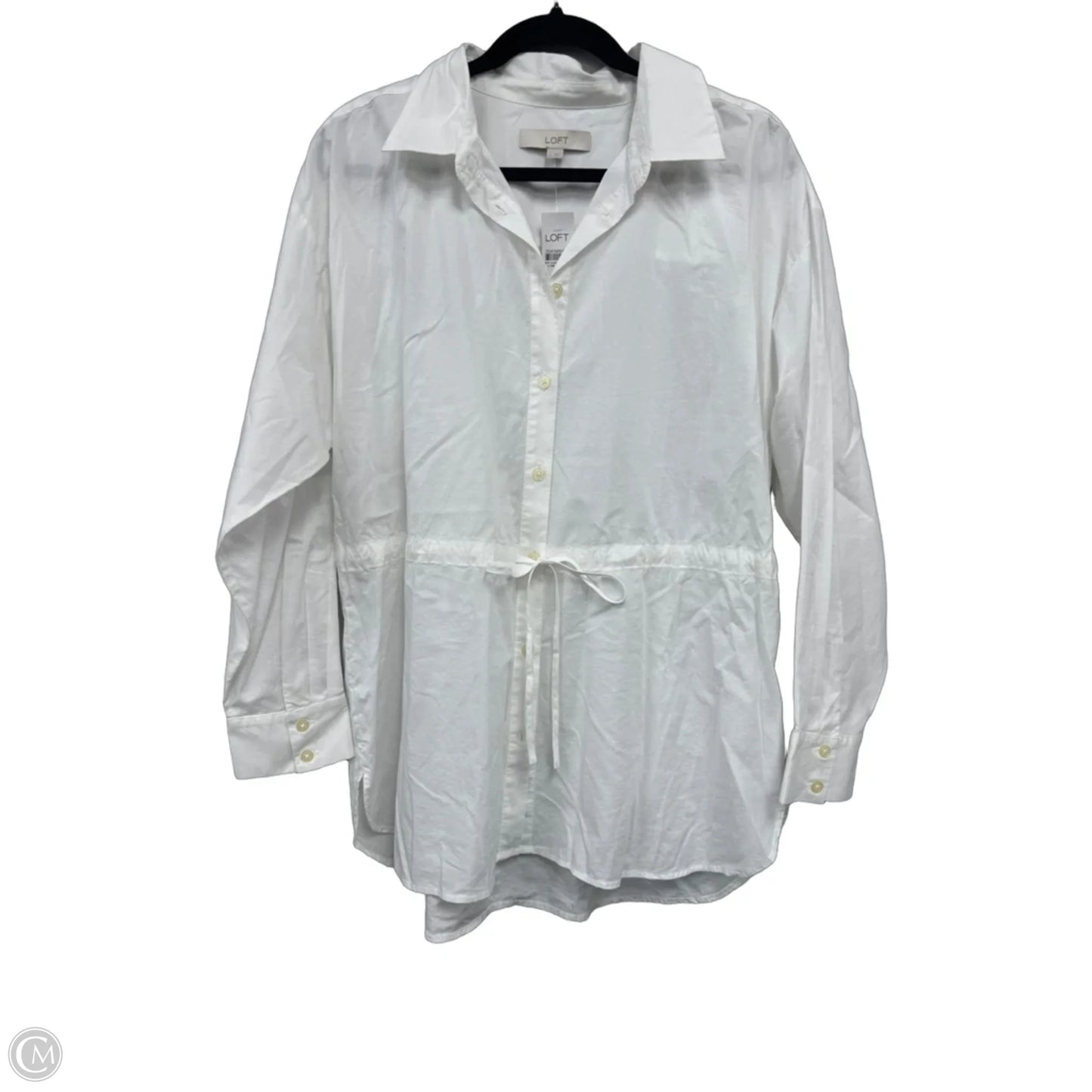 Blouse Long Sleeve By Loft In White, Size: L