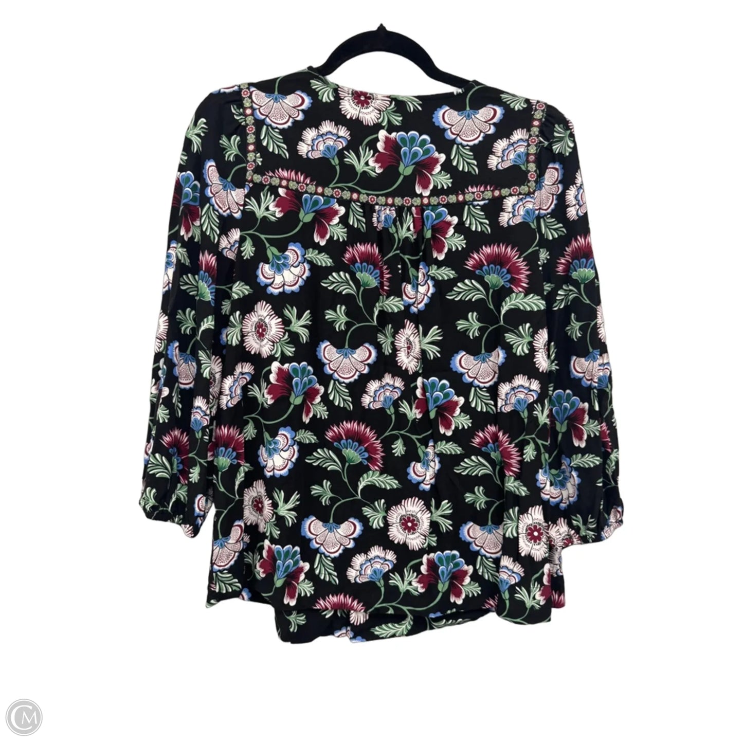Blouse 3/4 Sleeve By Crown And Ivy In Black & Green, Size: L