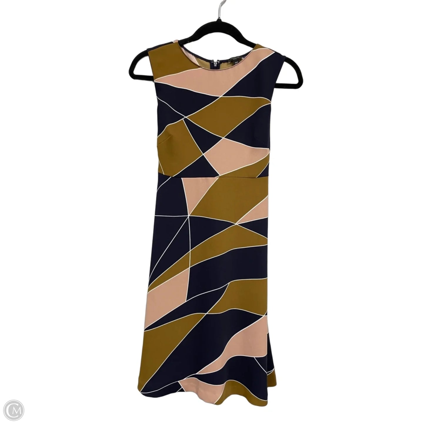 Dress Casual Short By Ann Taylor In Blue & Gold, Size: Xxs