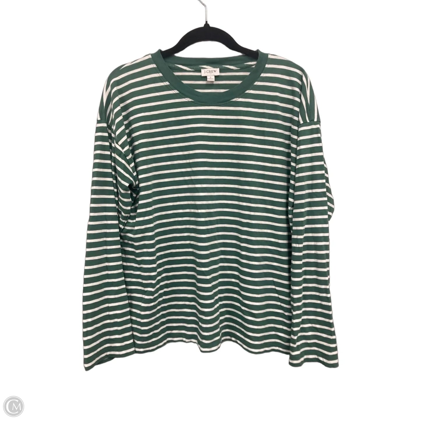 Top Long Sleeve By J. Crew In Green & White, Size: L