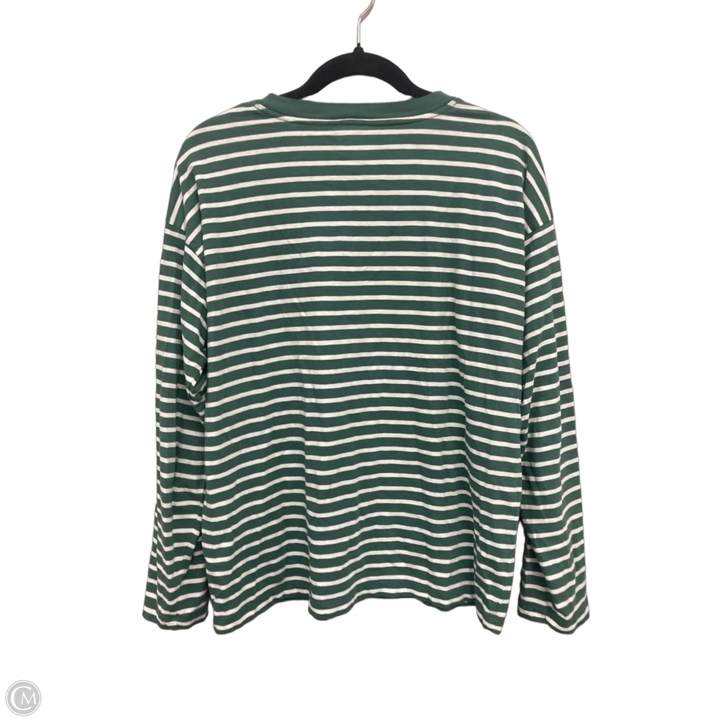 Top Long Sleeve By J. Crew In Green & White, Size: L