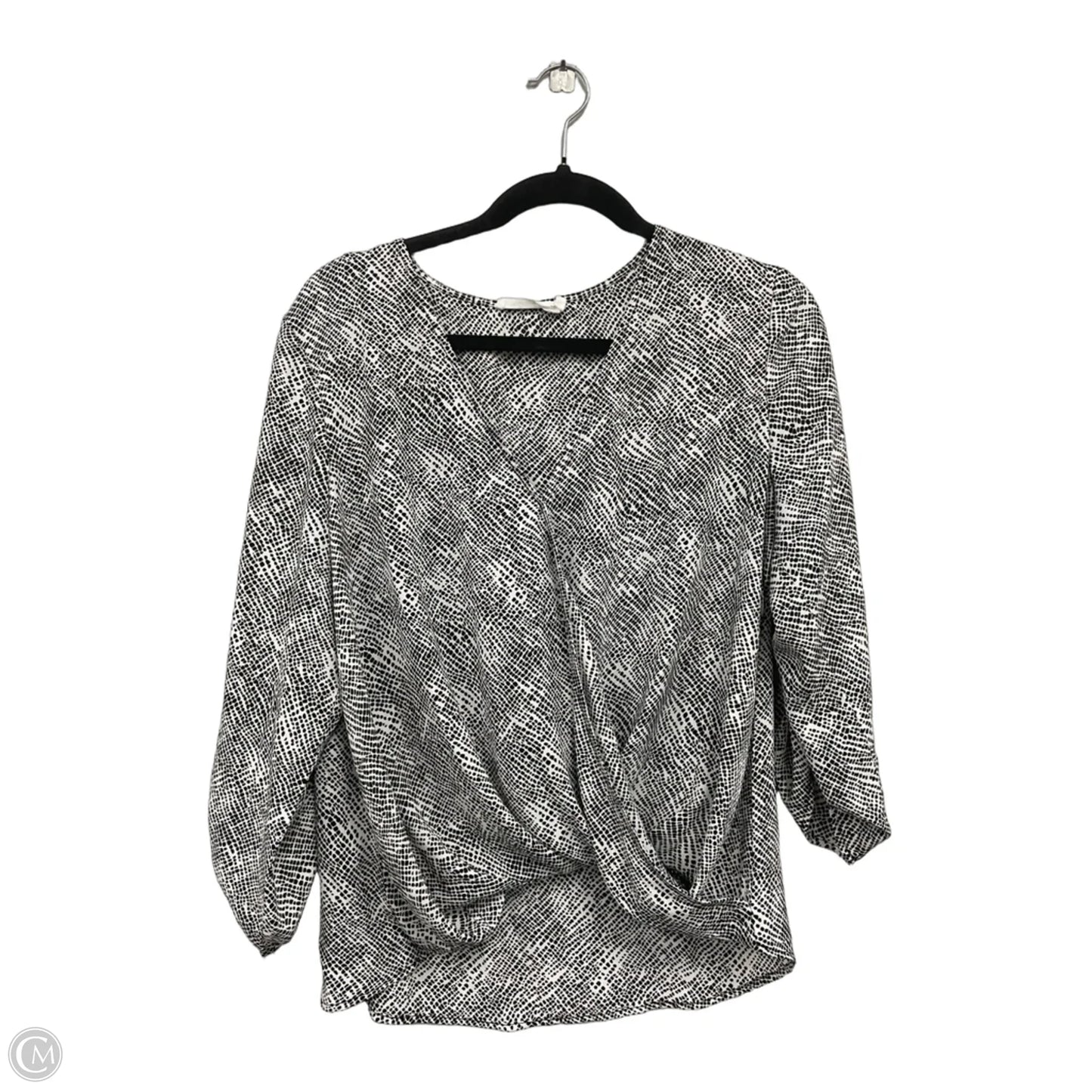 Blouse Long Sleeve By All In Favor In Black & White, Size: M