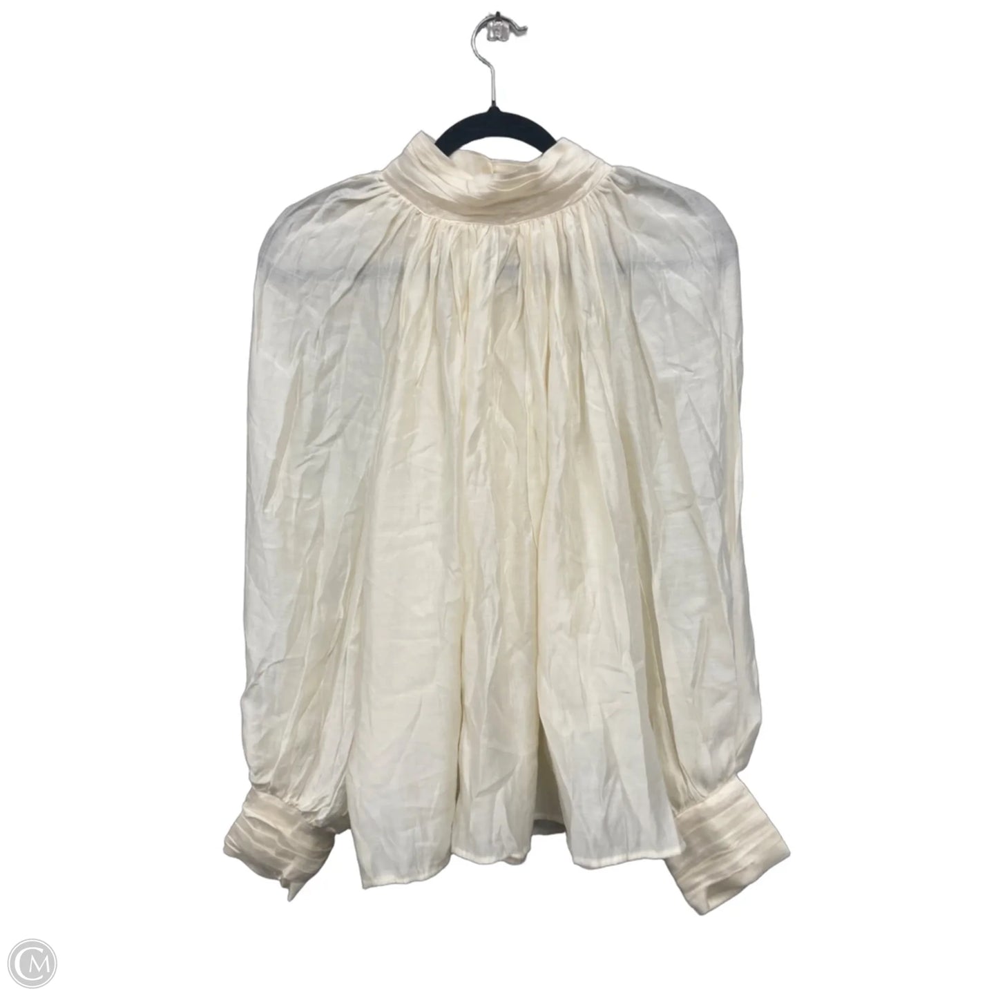 Blouse Long Sleeve By H&m In Cream, Size: L