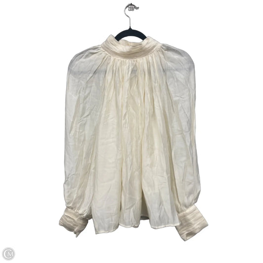 Blouse Long Sleeve By H&m In Cream, Size: L