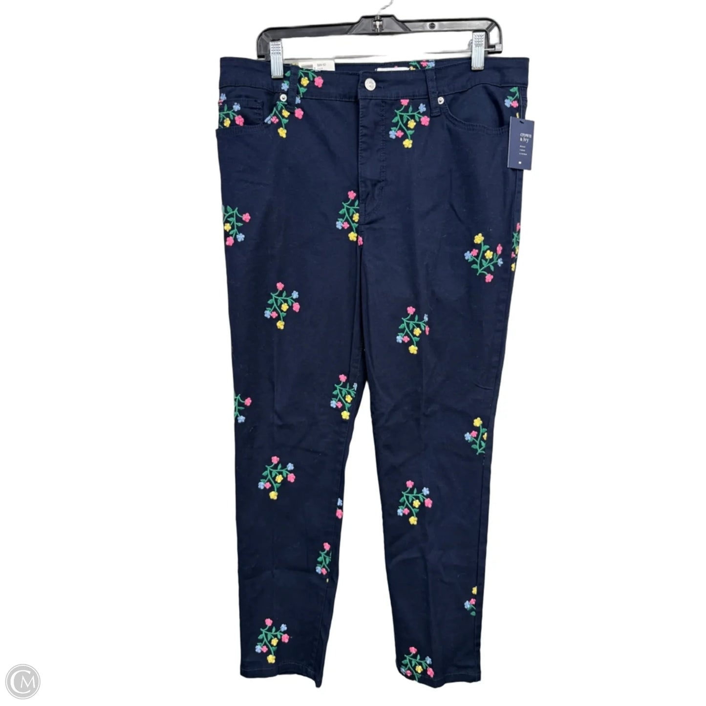 Jeans Straight By Crown And Ivy In Blue & Pink, Size: 14