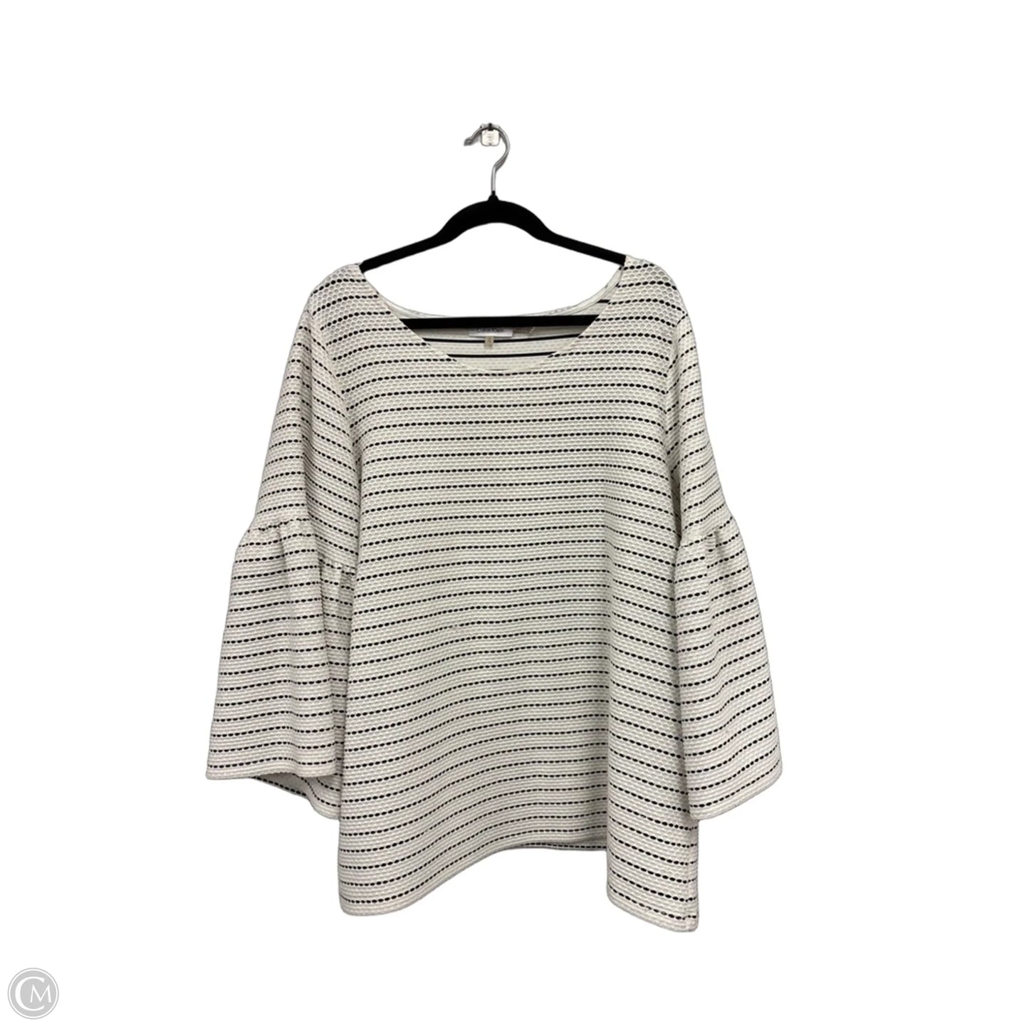 Blouse 3/4 Sleeve By Calvin Klein In Black & White, Size: 1x