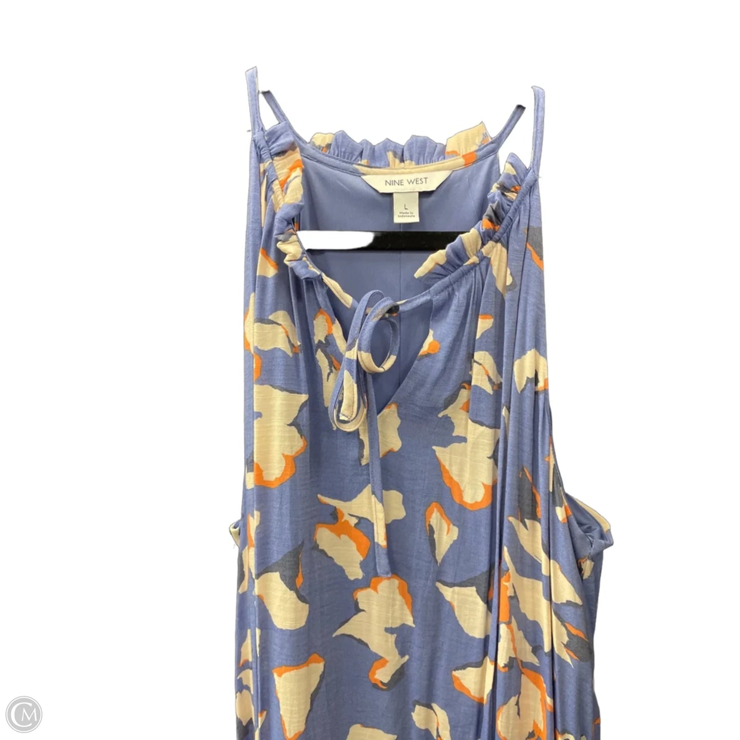Dress Casual Maxi By Nine West Apparel In Blue & Orange, Size: L