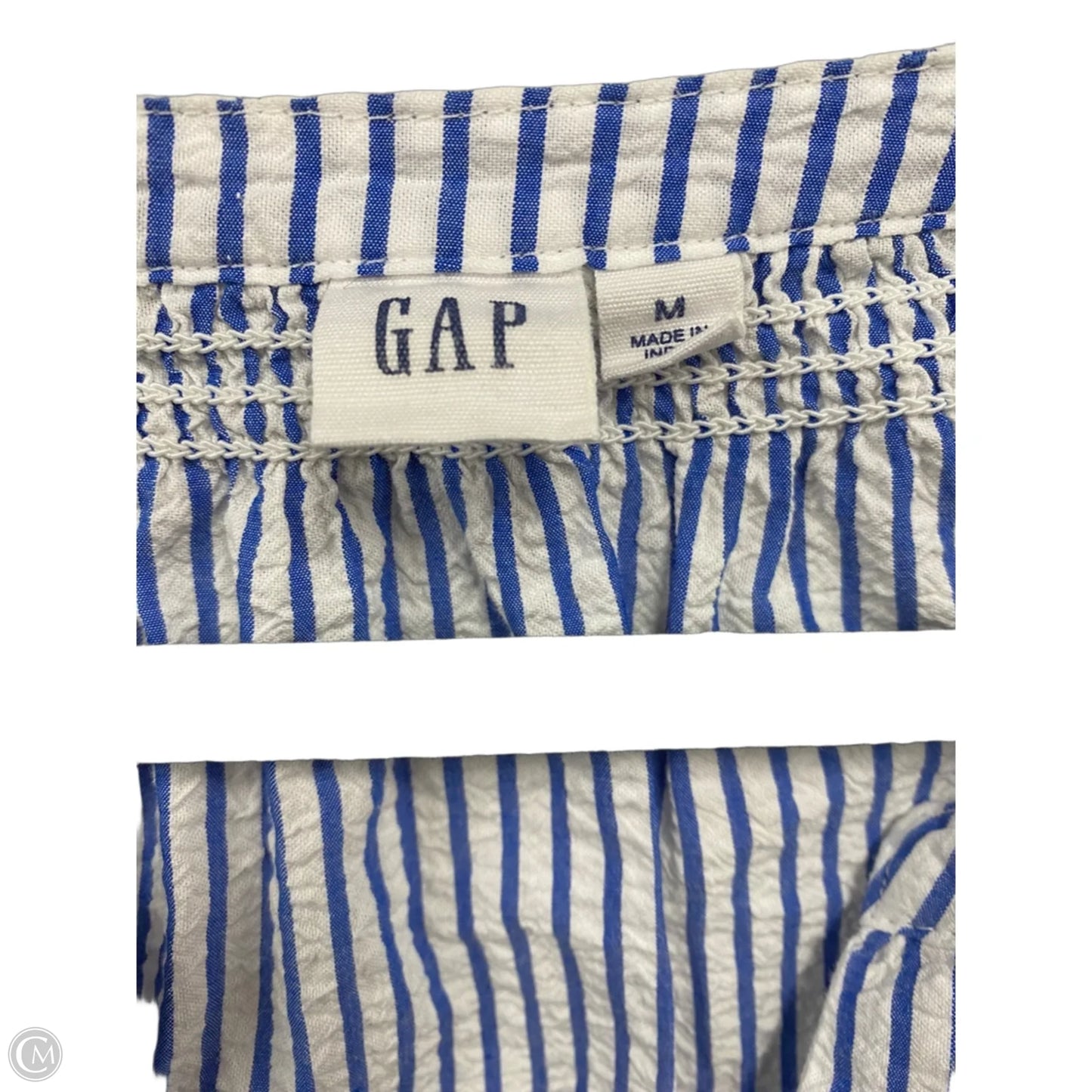 Blouse Long Sleeve By Gap In Blue & White, Size: M
