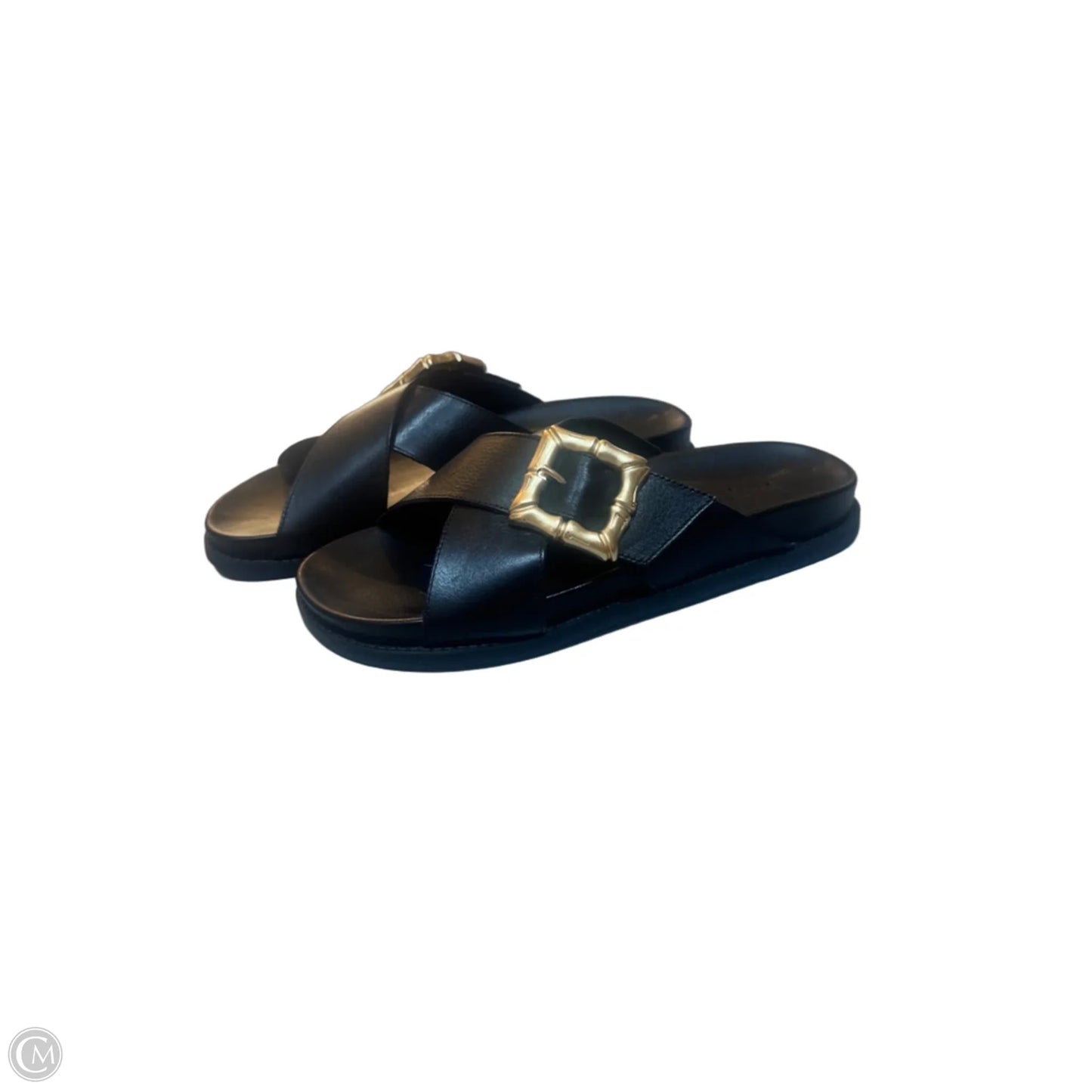 Sandals Flats By Schutz In Black & Gold, Size: 10