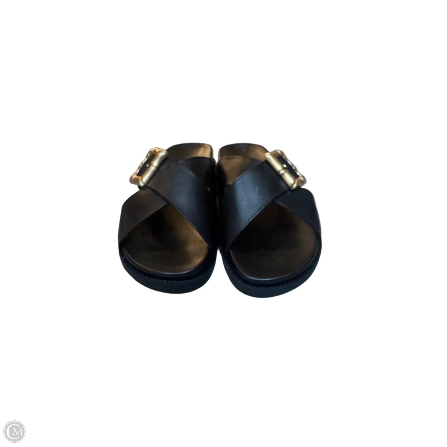 Sandals Flats By Schutz In Black & Gold, Size: 10
