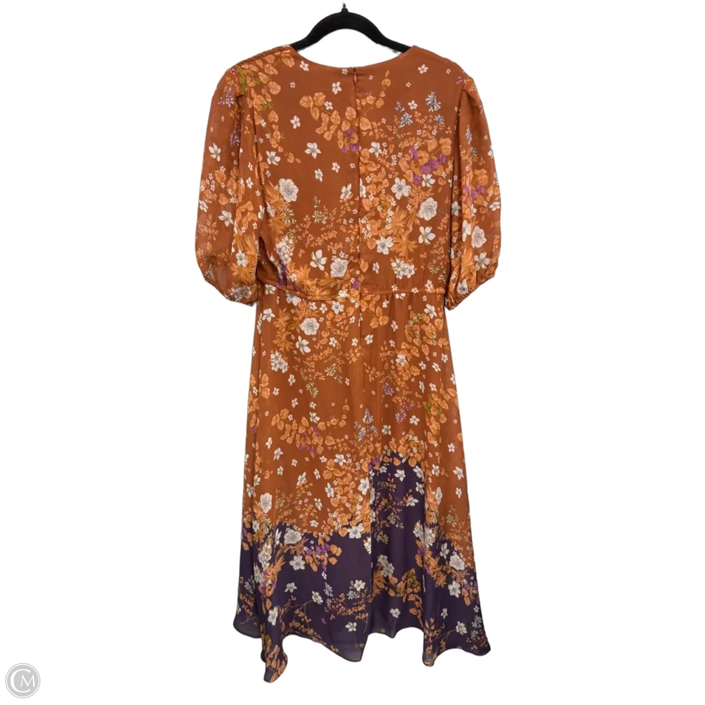 Dress Casual Midi By Clothes Mentor In Brown & Cream, Size: 12