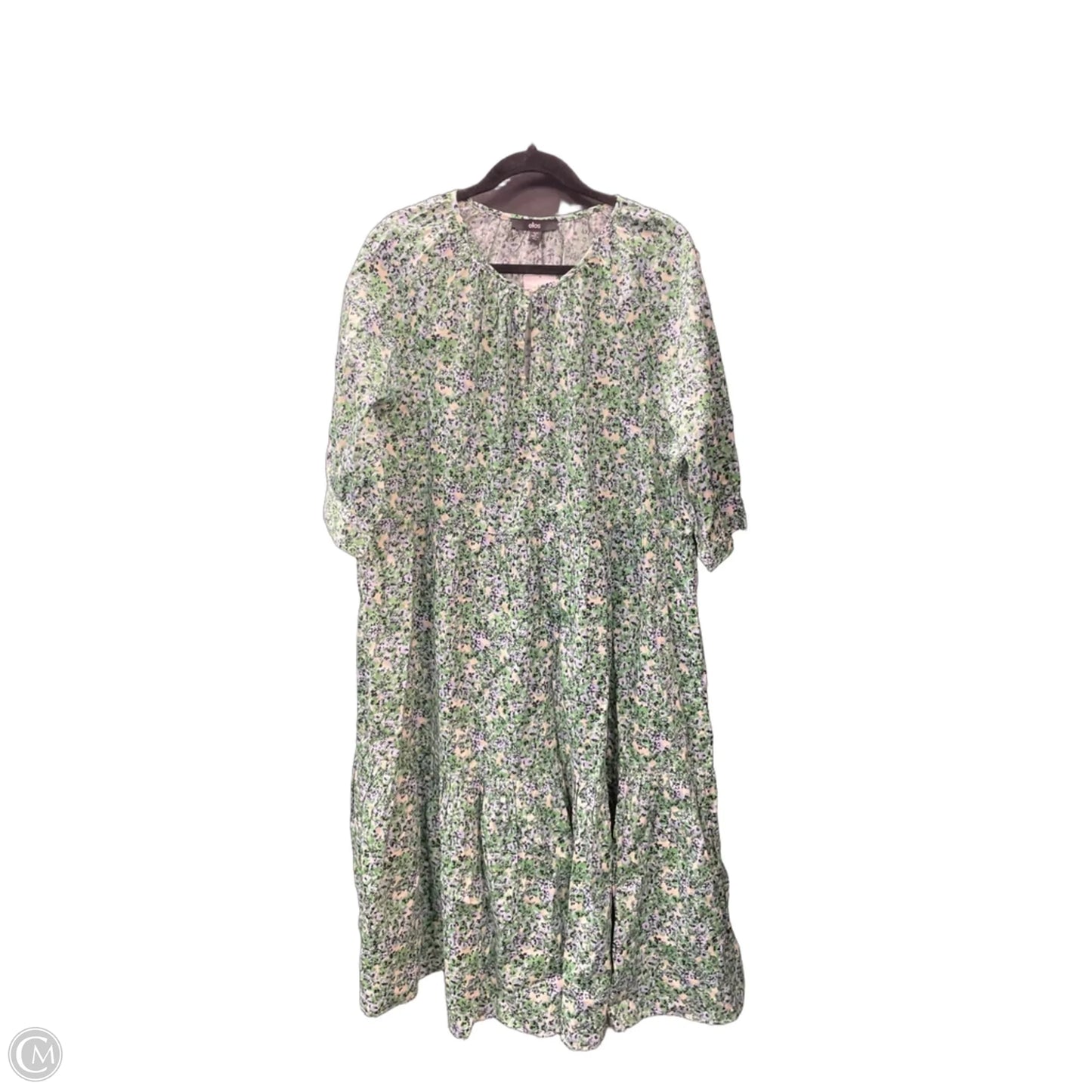 Dress Casual Maxi By Ellos In Green & Yellow, Size: 14