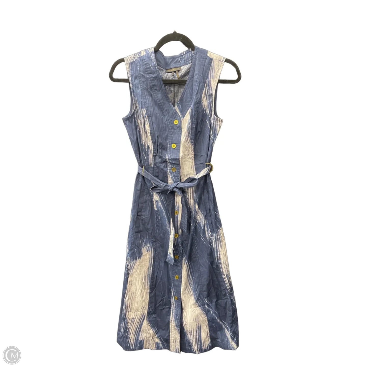 Dress Casual Midi By Donna Karan In Blue & White, Size: S
