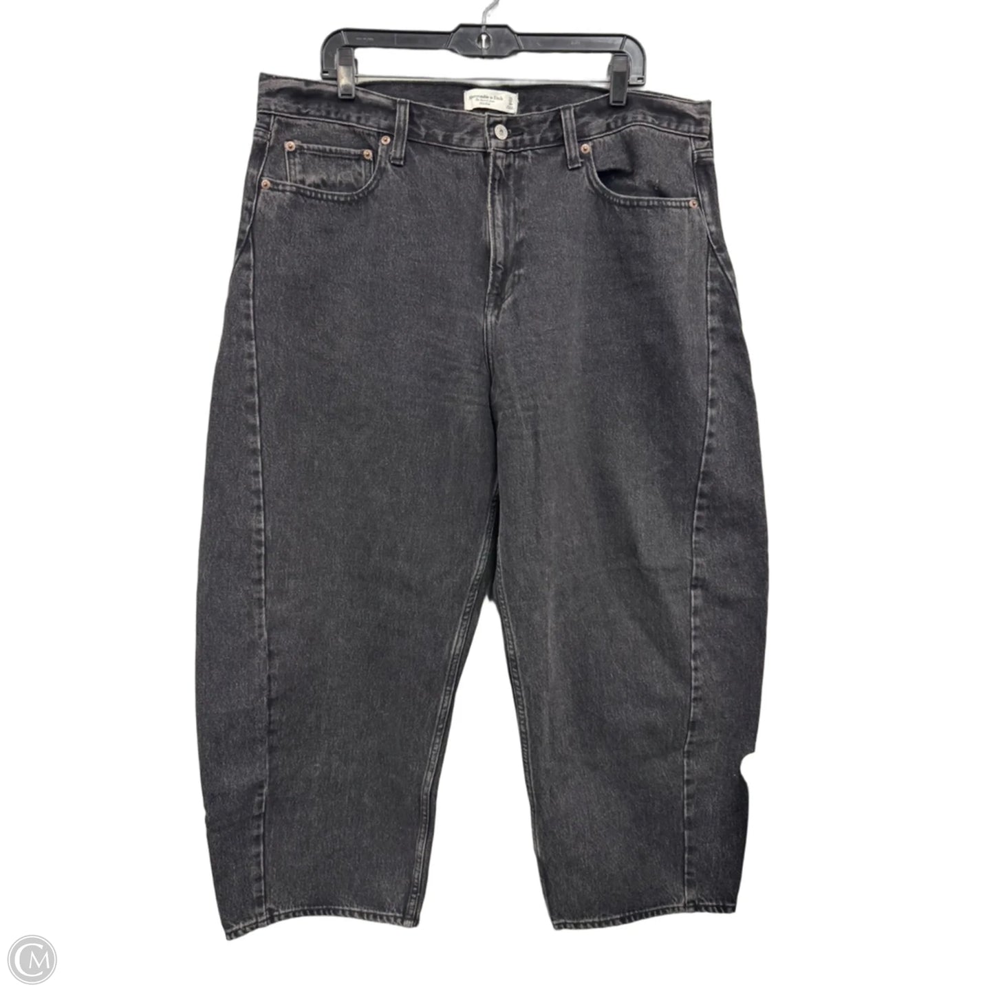 Jeans Straight By Abercrombie And Fitch In Black Denim, Size: 16