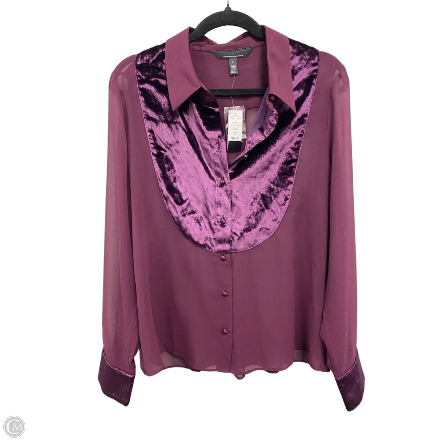Blouse Long Sleeve By White House Black Market In Purple, Size: L