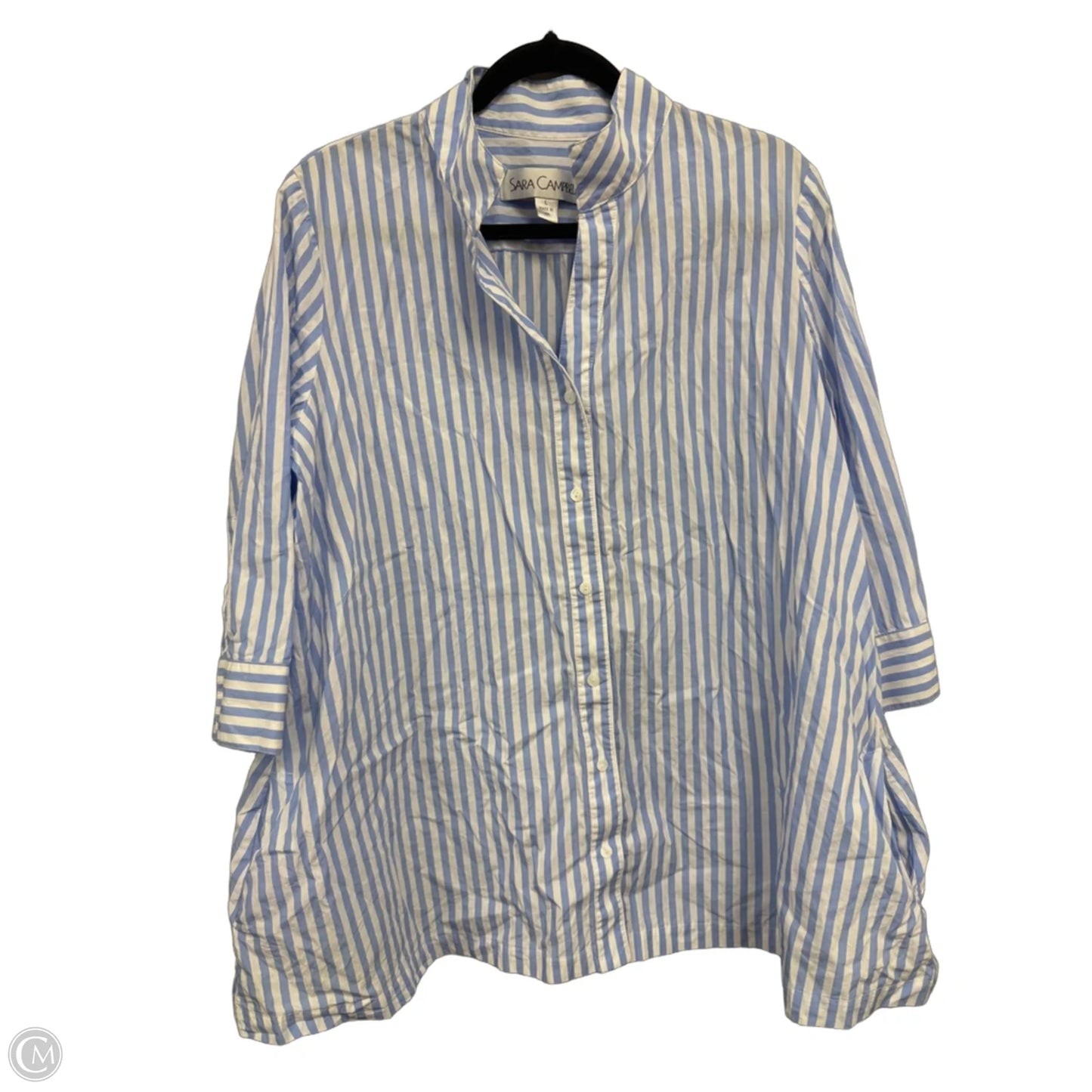 Dress Casual Short By Sara Campbell In Blue & White, Size: L