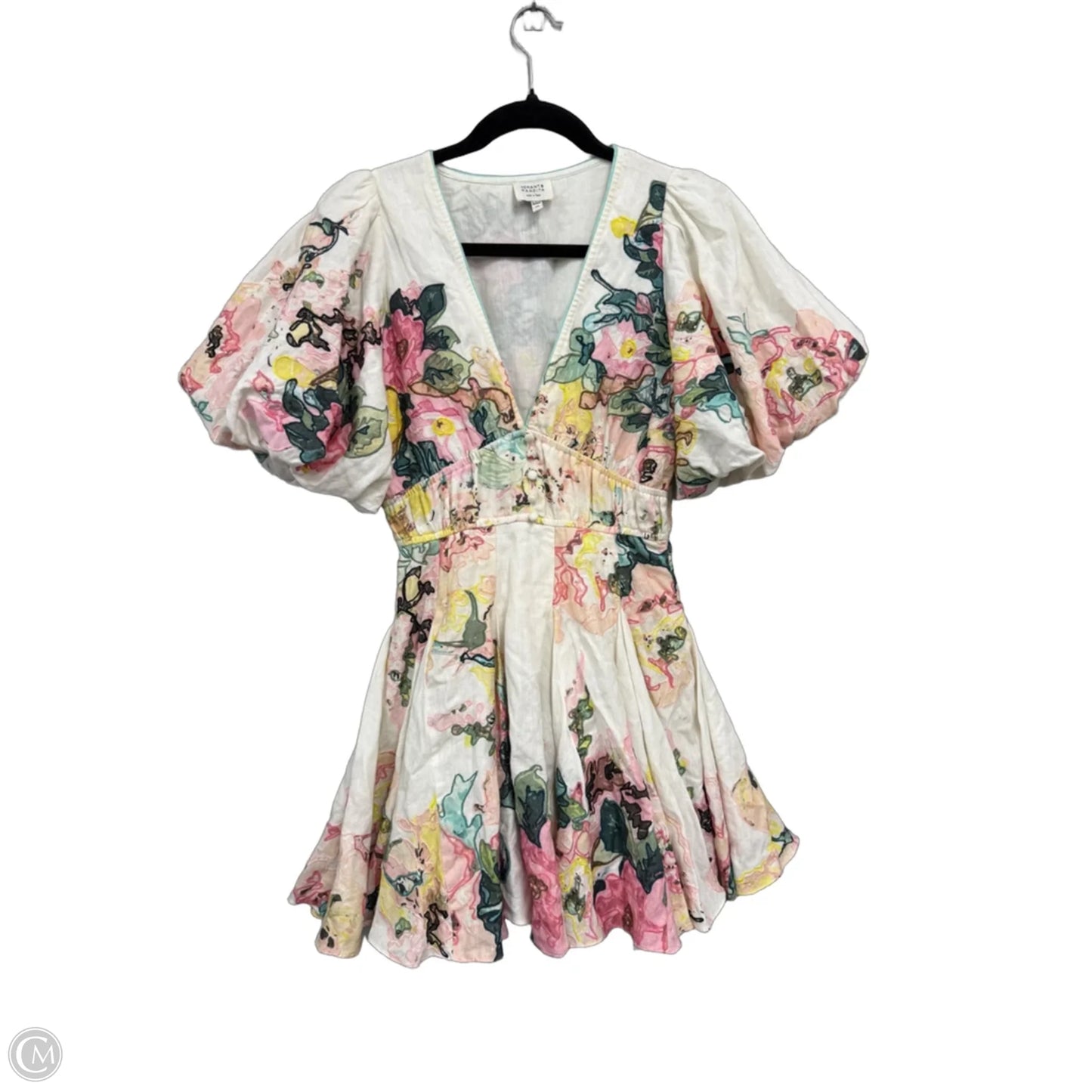 Dress Casual Short By Cma In Cream & Pink, Size: Xs