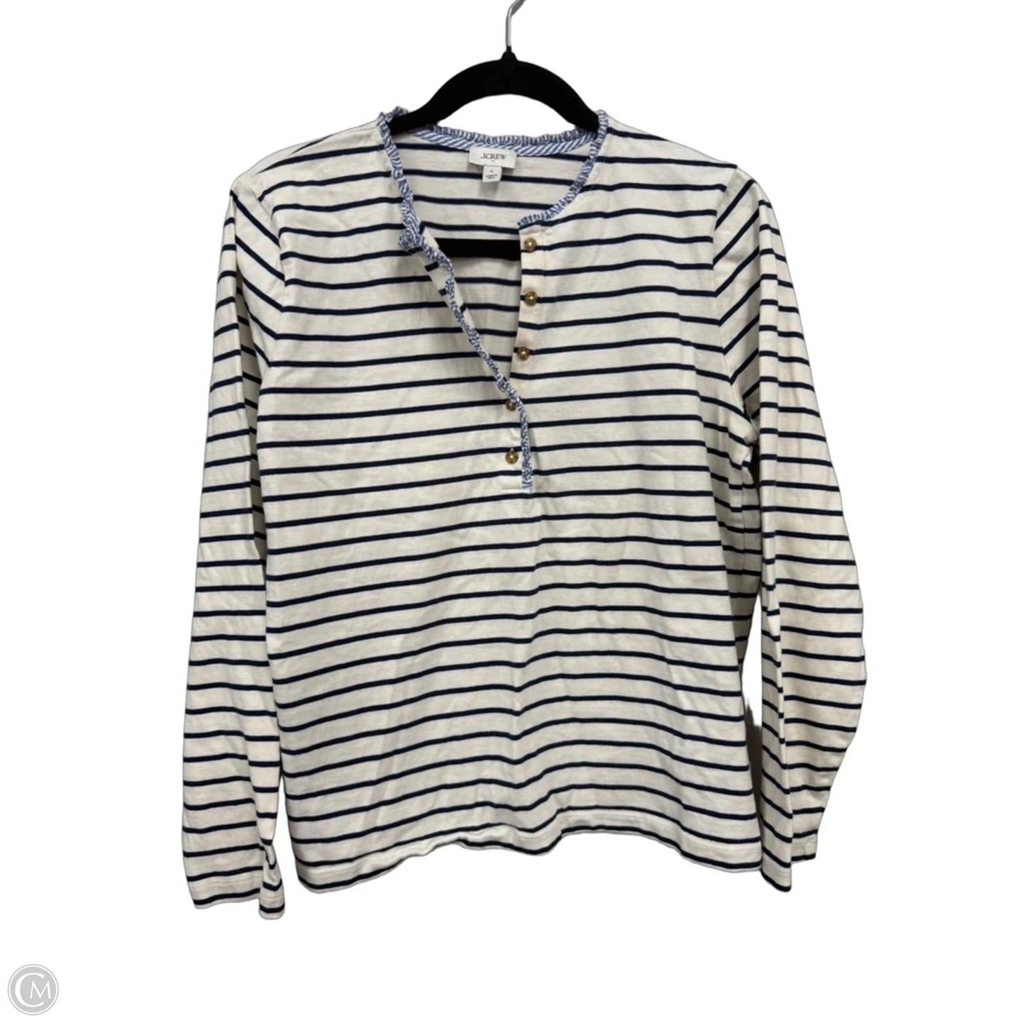 Top Long Sleeve By J. Crew In Blue & Cream, Size: L