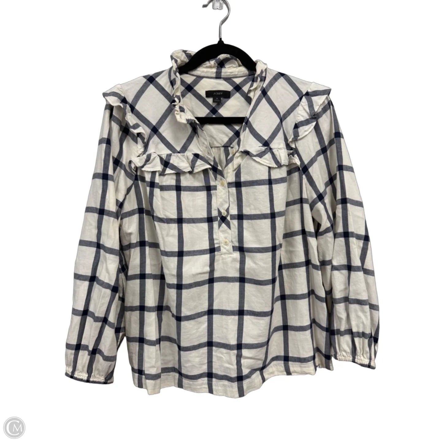 Blouse Long Sleeve By J. Crew In Blue & White, Size: S