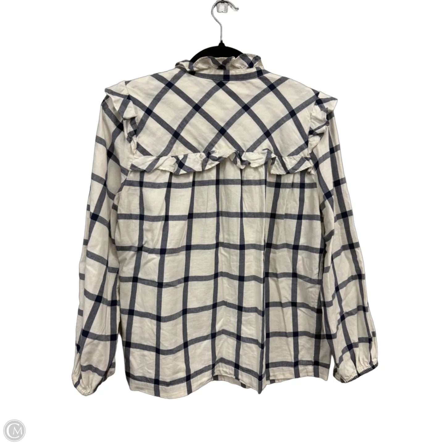 Blouse Long Sleeve By J. Crew In Blue & White, Size: S