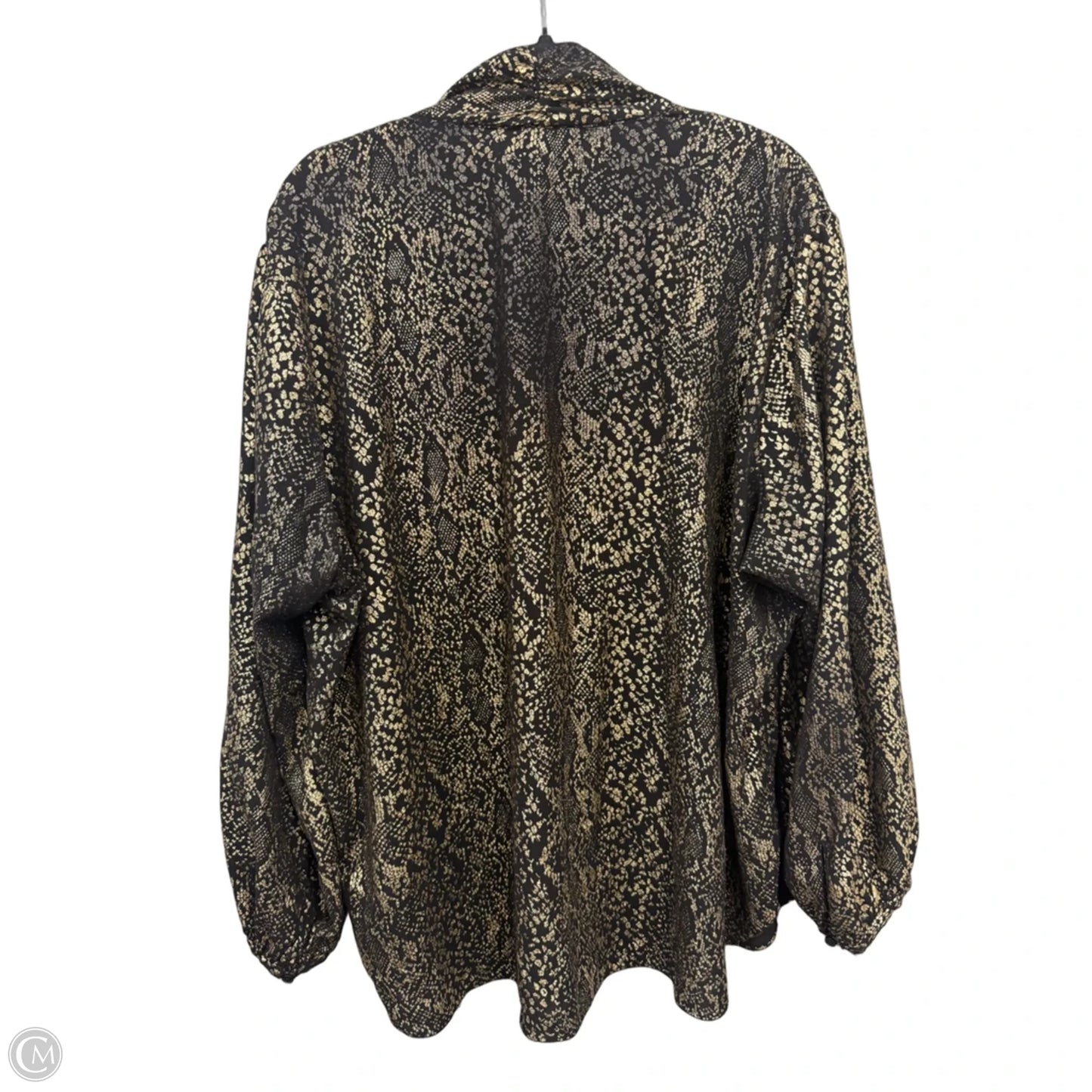 Blouse Long Sleeve By Michael By Michael Kors In Black & Gold, Size: 4x