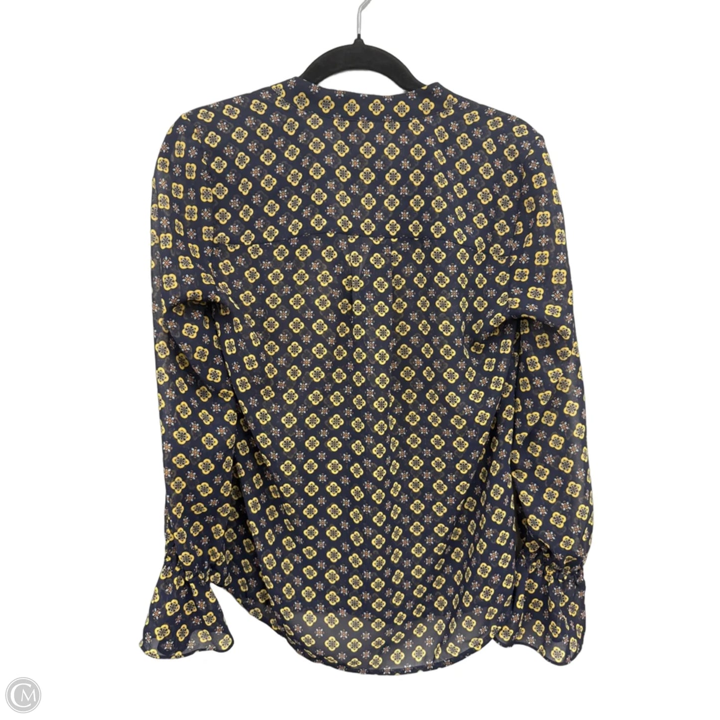 Blouse Long Sleeve By Cabi In Blue & Yellow, Size: S