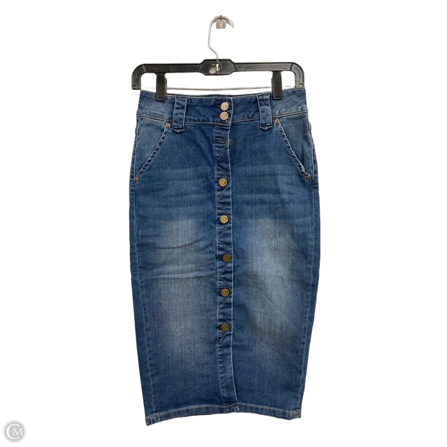 Skirt Midi By New York And Co In Blue Denim, Size: 0