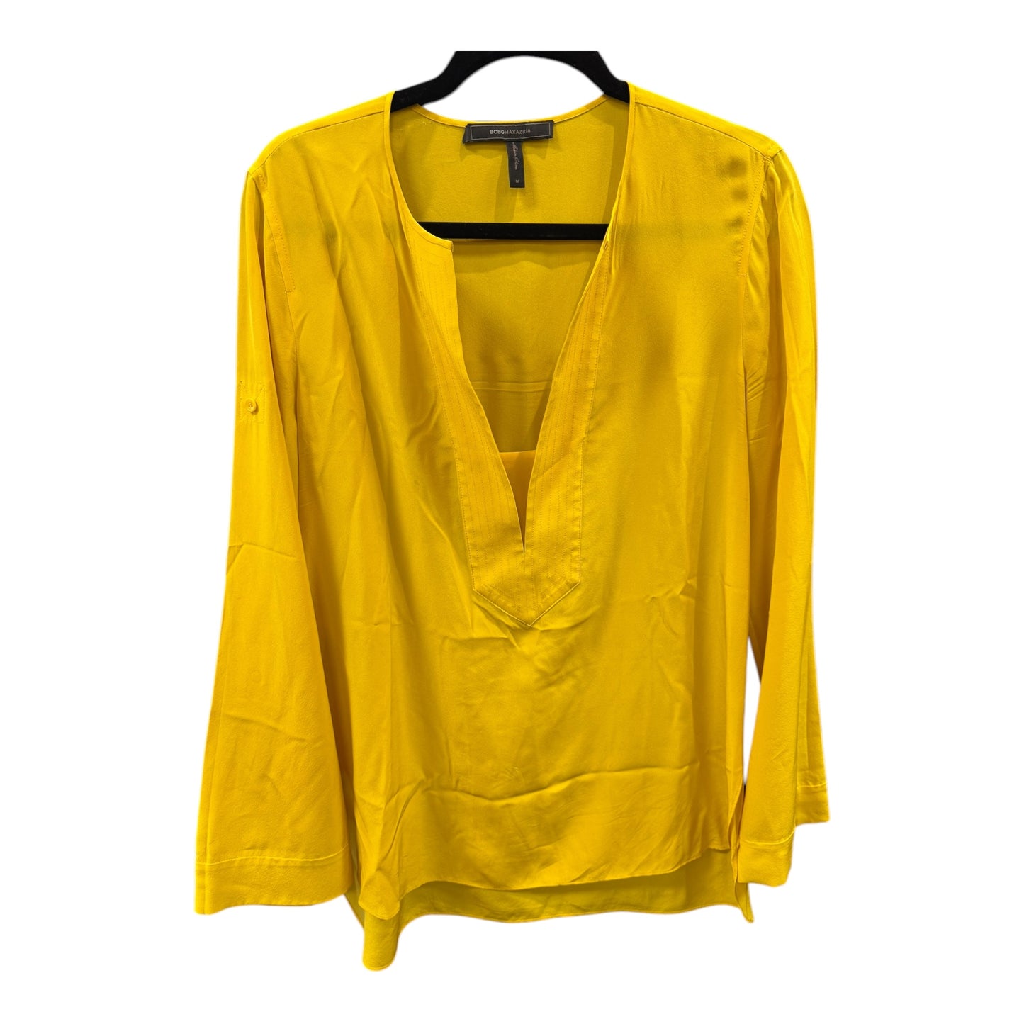 Blouse Long Sleeve By Bcbgmaxazria In Yellow, Size: M