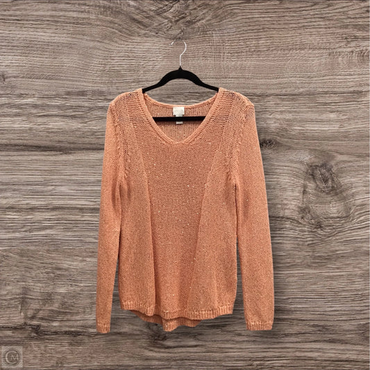 Sweater By Chicos In Peach, Size: L