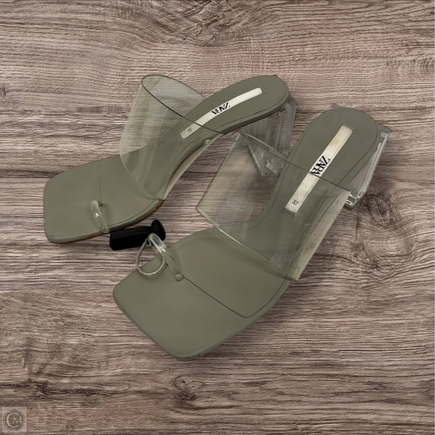 Sandals Heels Block By Zara In Grey, Size: 6.5