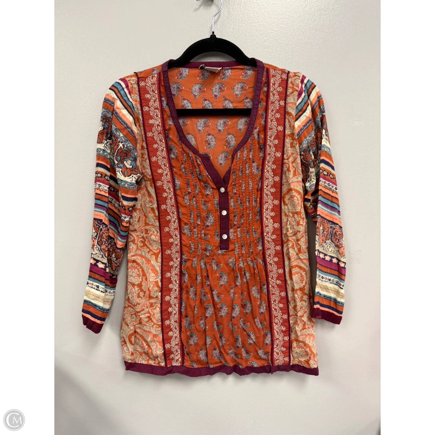 Top Long Sleeve Basic By Lucky Brand In Paisley Print, Size: S