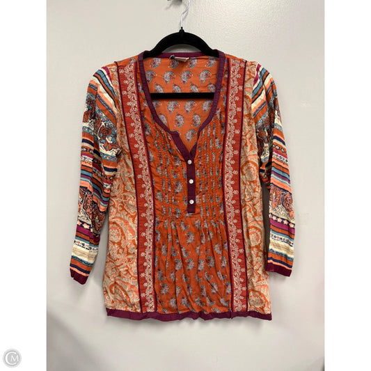 Top Long Sleeve Basic By Lucky Brand In Paisley Print, Size: S