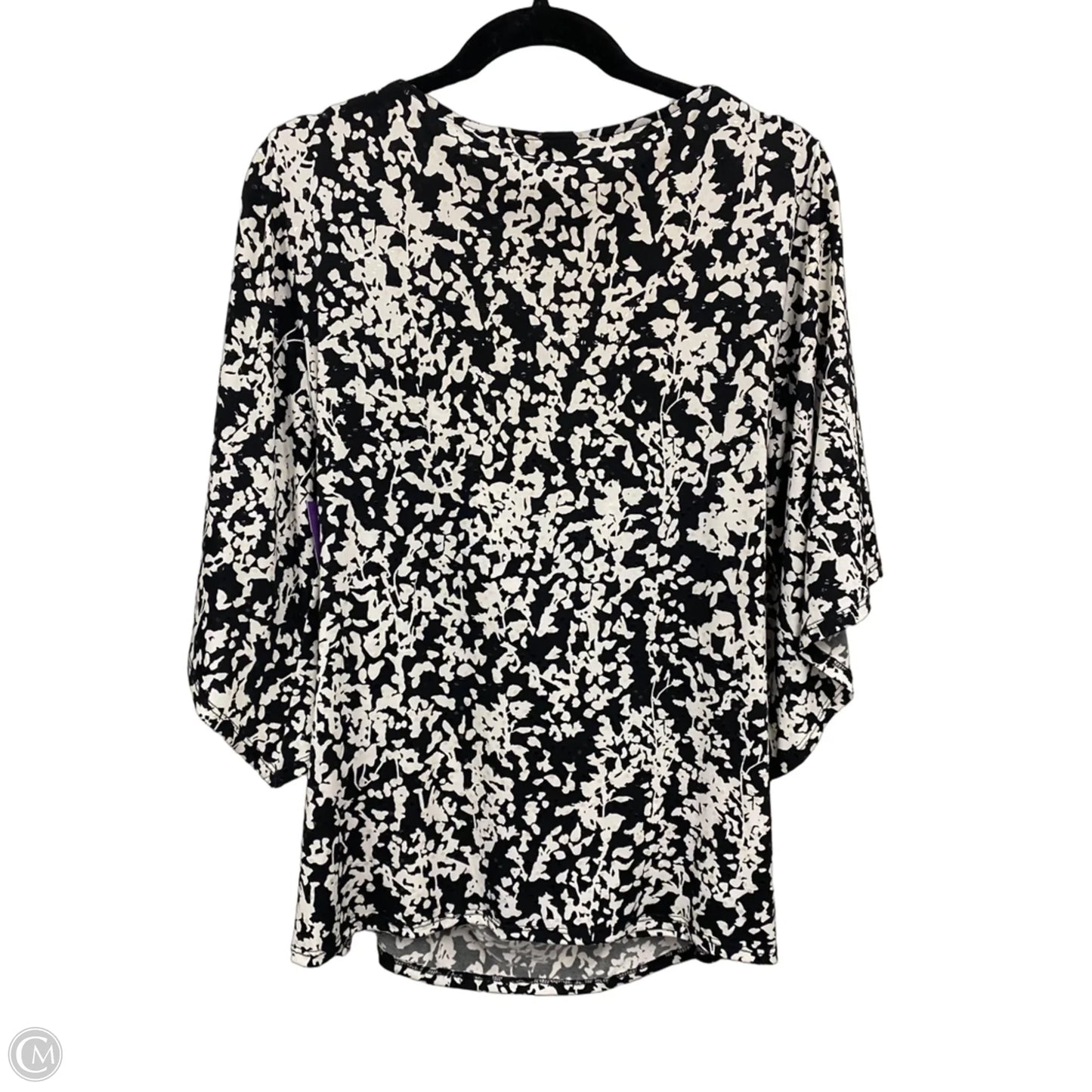 Top 3/4 Sleeve By Clothes Mentor In Black & White, Size: 1x