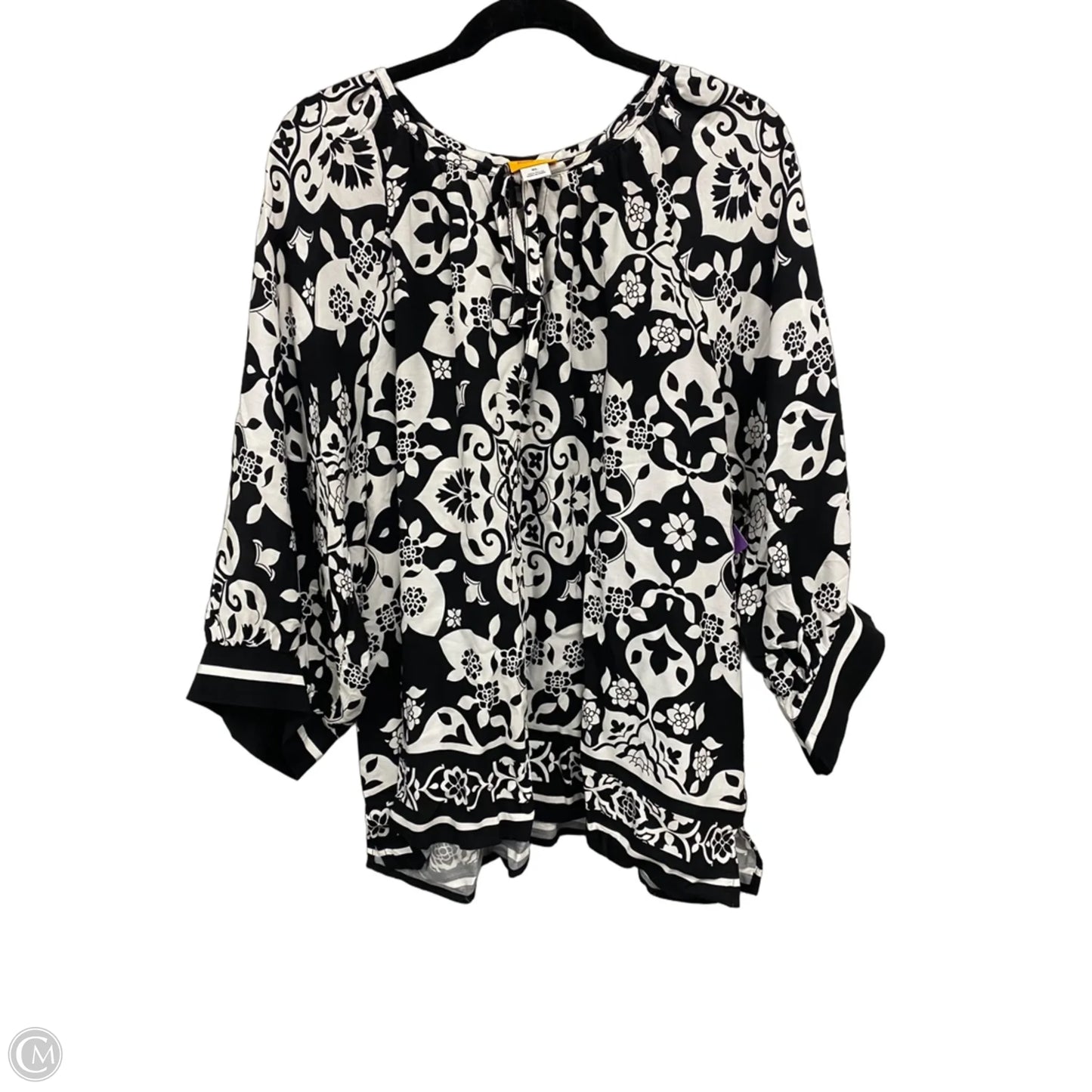 Top 3/4 Sleeve By Ruby Rd In Black & White, Size: Xl