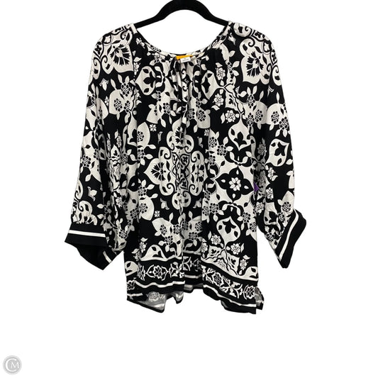 Top 3/4 Sleeve By Ruby Rd In Black & White, Size: Xl