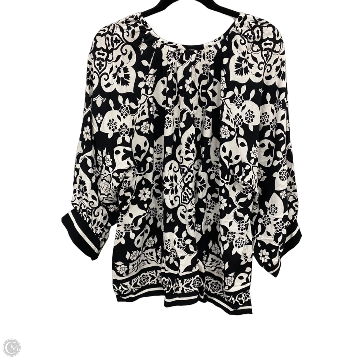 Top 3/4 Sleeve By Ruby Rd In Black & White, Size: Xl