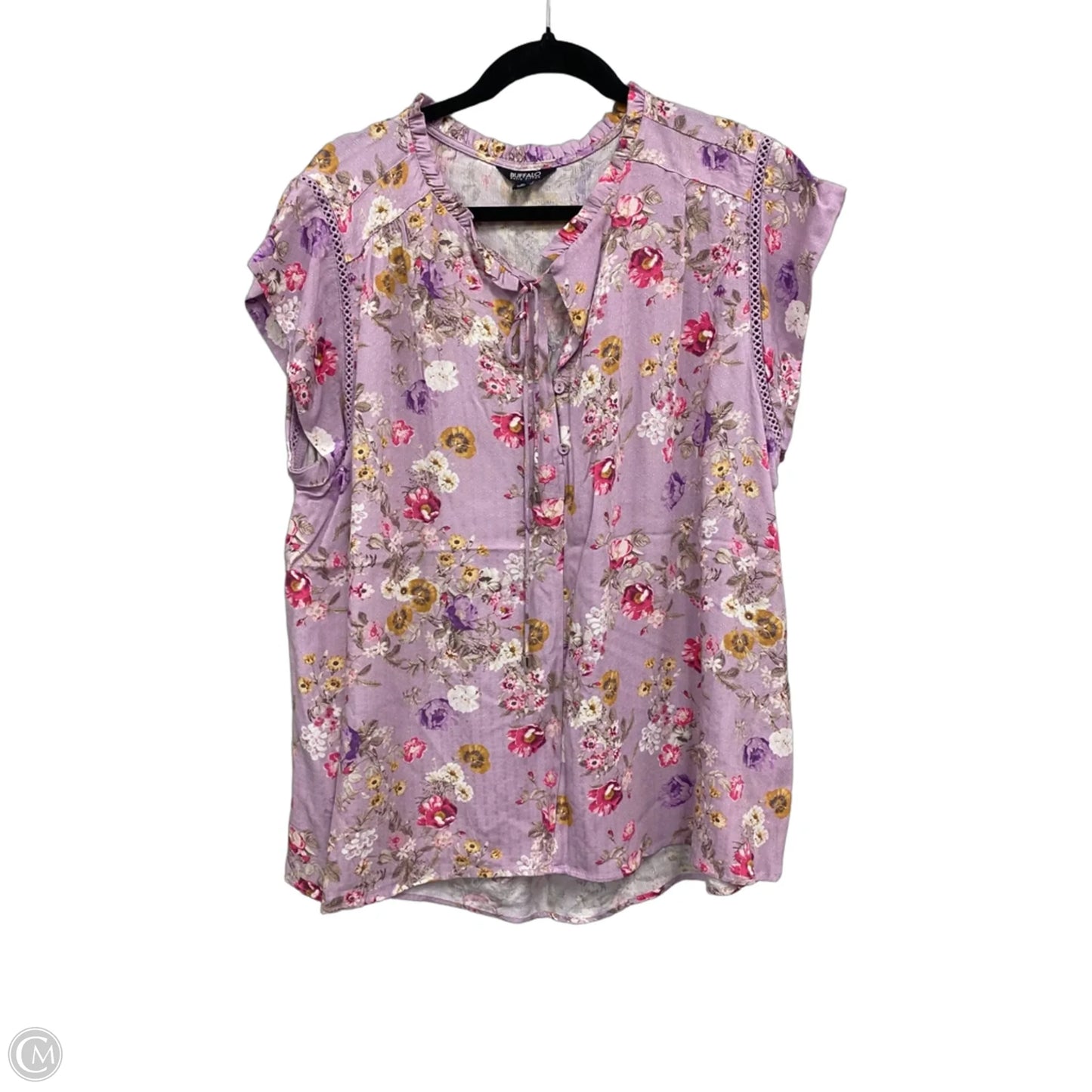 Top Short Sleeve By Buffalo David Bitton In Floral Print, Size: Xl