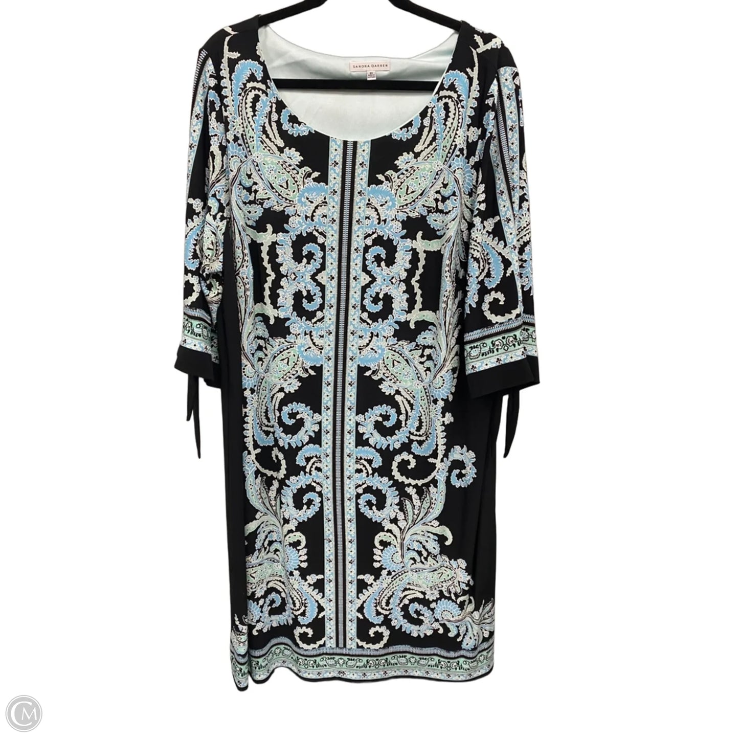 Dress Casual Short By Sandra Darren In Black & Green, Size: 2x