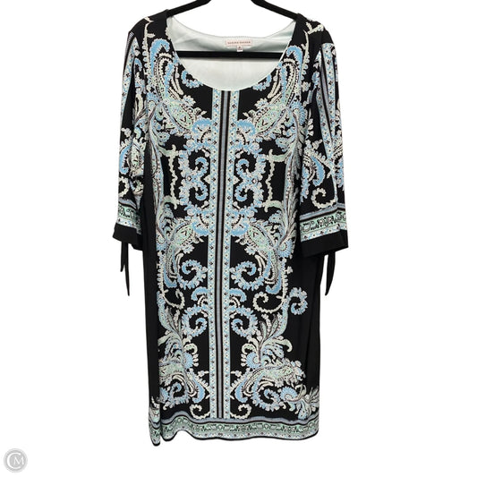 Dress Casual Short By Sandra Darren In Black & Green, Size: 2x