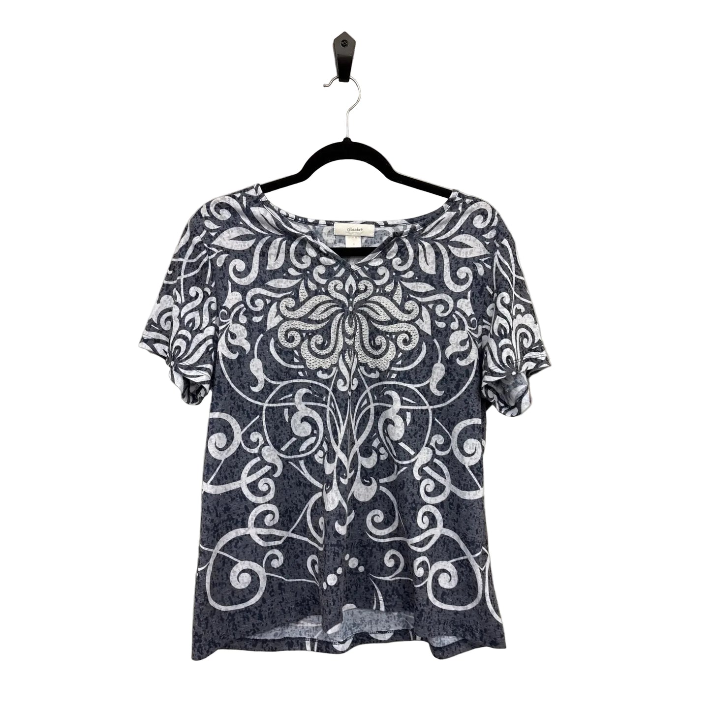 Top Short Sleeve By Cj Banks In Blue & White, Size: Xl
