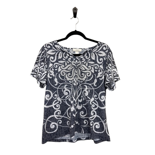 Top Short Sleeve By Cj Banks In Blue & White, Size: Xl