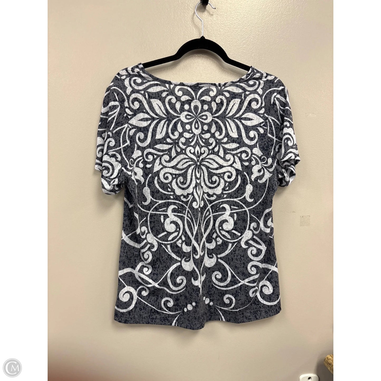 Top Short Sleeve By Cj Banks In Blue & White, Size: Xl