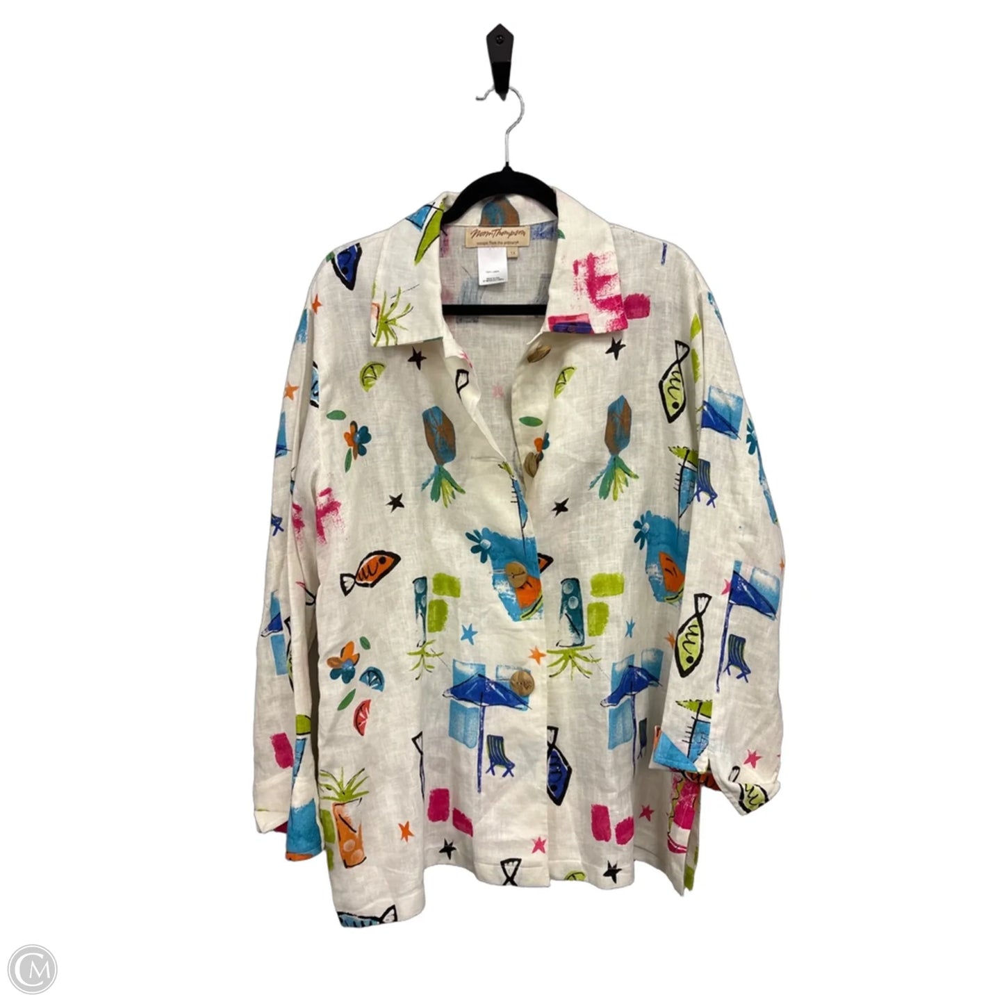 Top Long Sleeve By Norm Thompson In Floral Print, Size: 1x