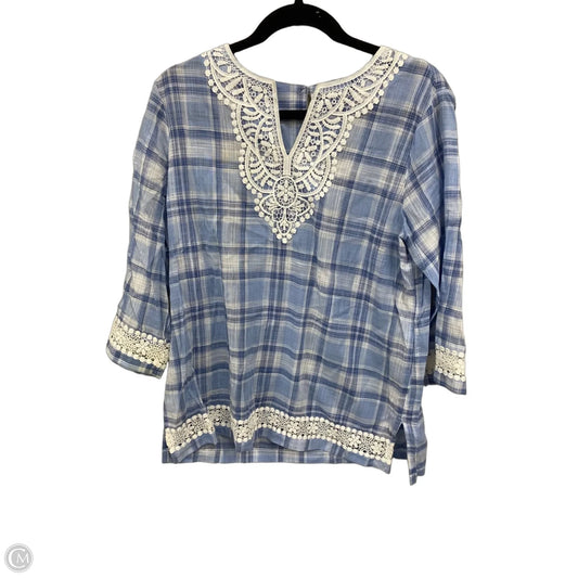 Top Long Sleeve By Alfred Dunner In Blue & White, Size: S