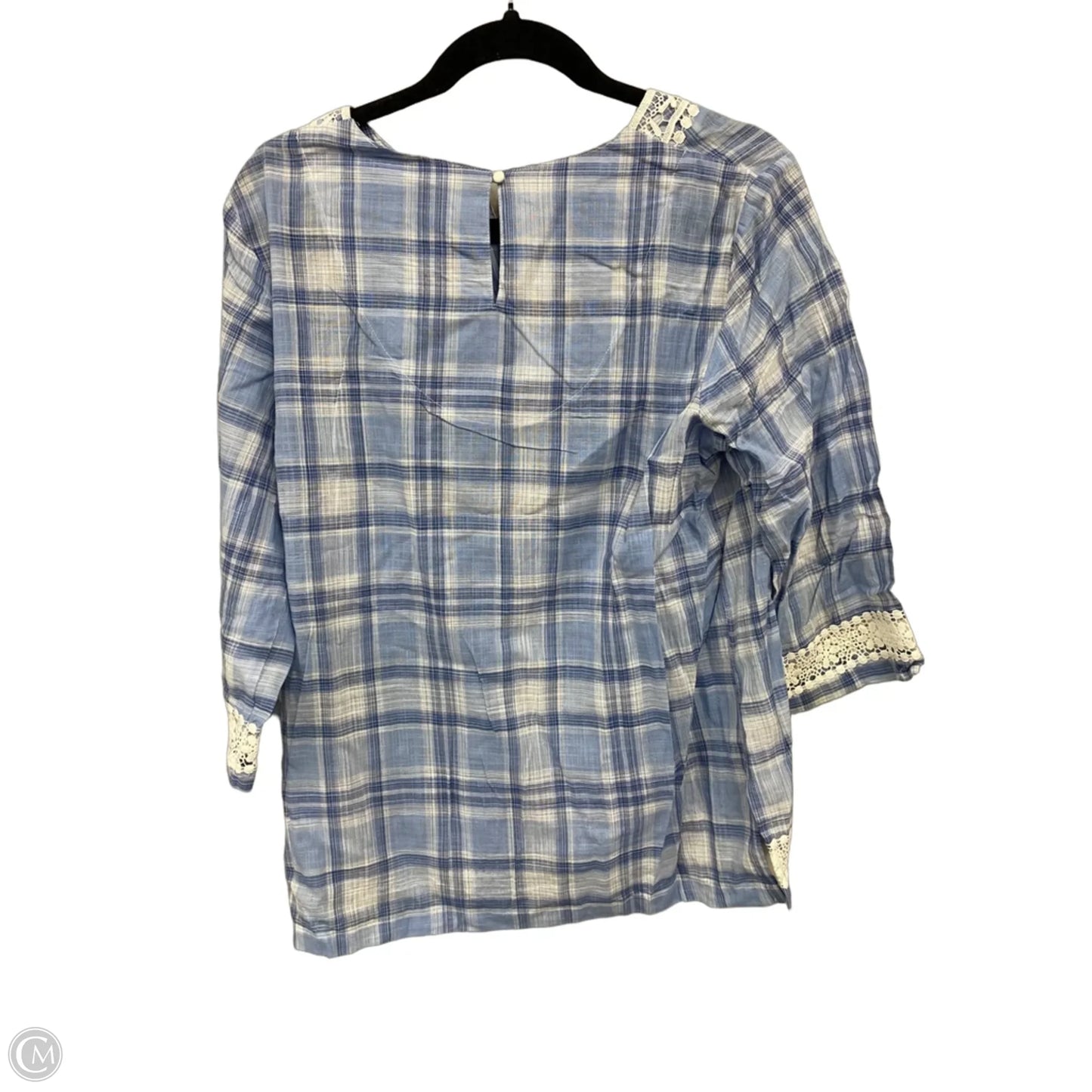 Top Long Sleeve By Alfred Dunner In Blue & White, Size: S
