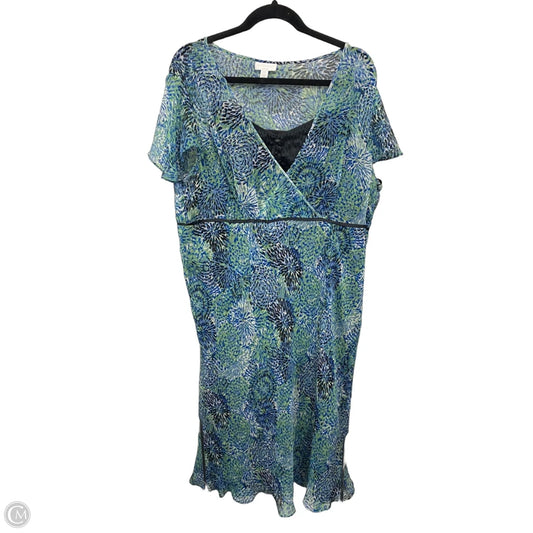 Dress Casual Midi By Charter Club In Blue & Green, Size: 18