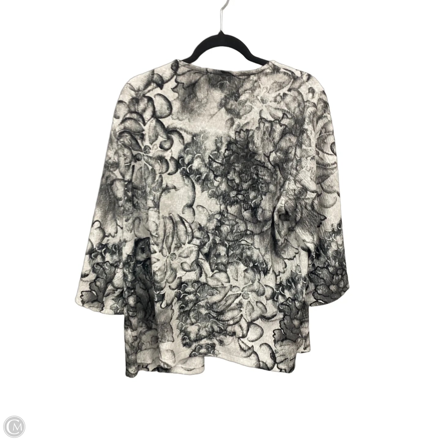 Sweater Cardigan By Chicos In Grey & White, Size: Xl