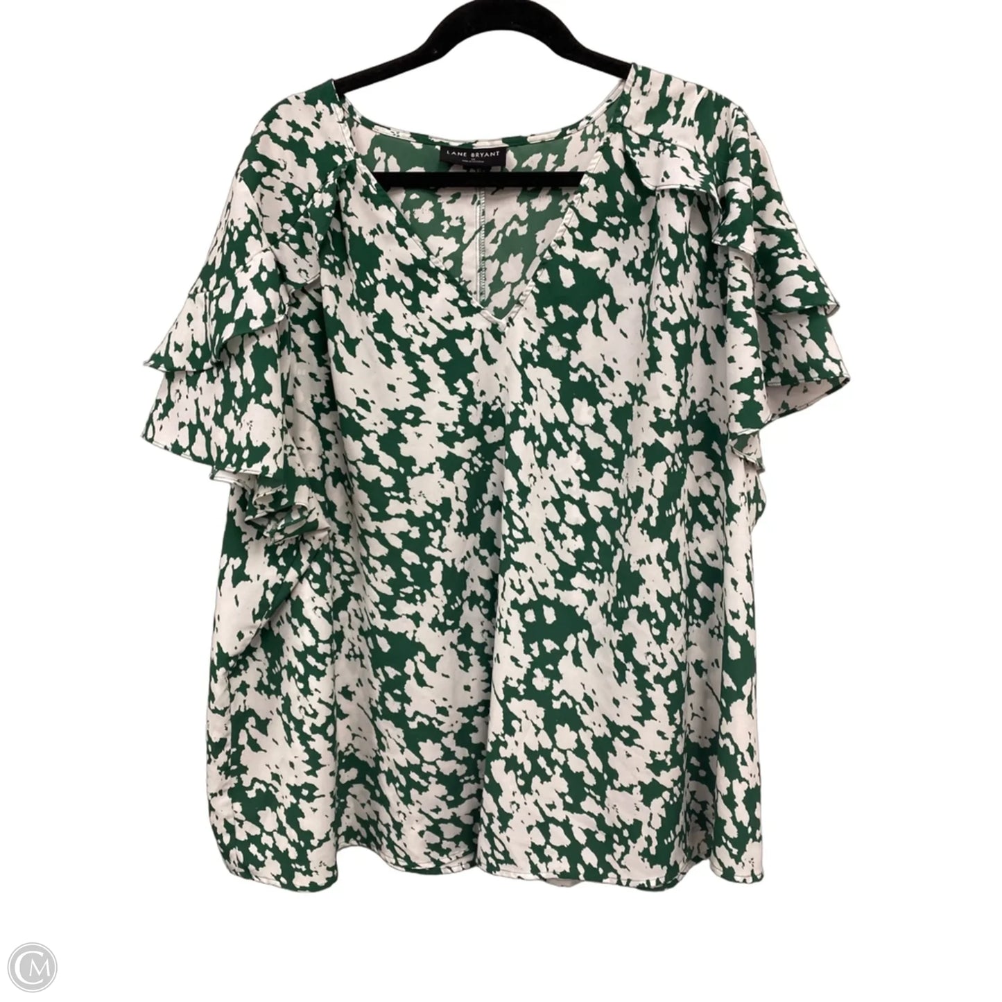 Top Short Sleeve By Lane Bryant In Green & White, Size: 4x