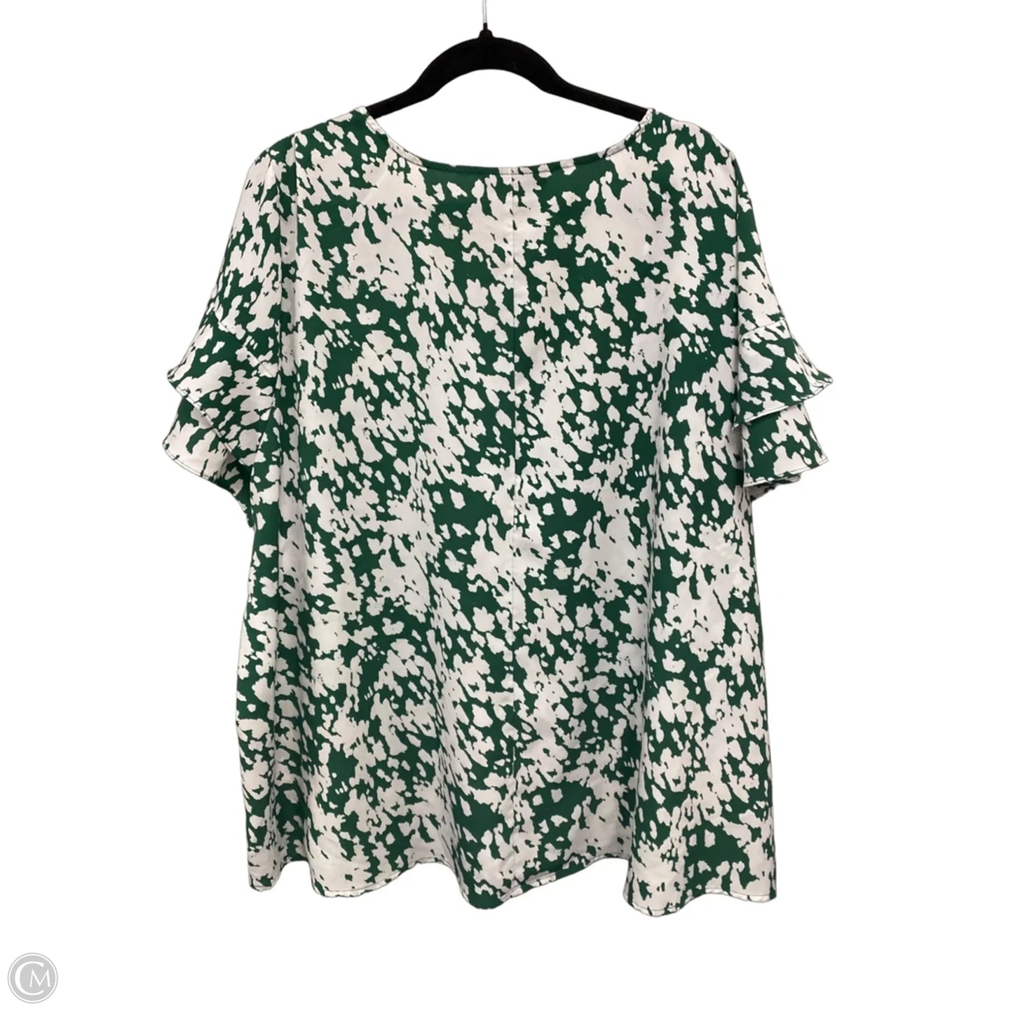 Top Short Sleeve By Lane Bryant In Green & White, Size: 4x