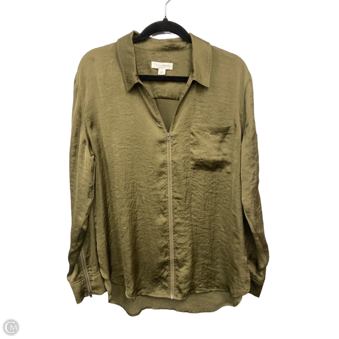 Blouse Long Sleeve By Treasure And Bond In Green, Size: L